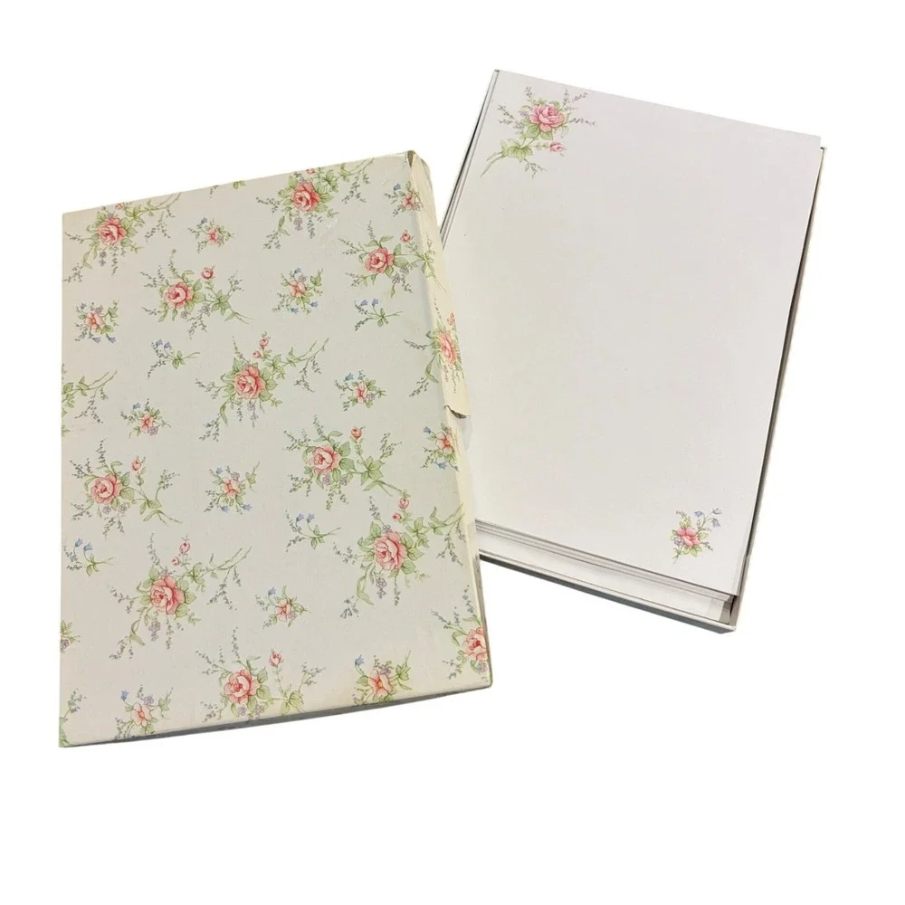 Regal Floral Rose Box Stationery 26 Sheets 18 Envelopes Cottagecore Flower 6329